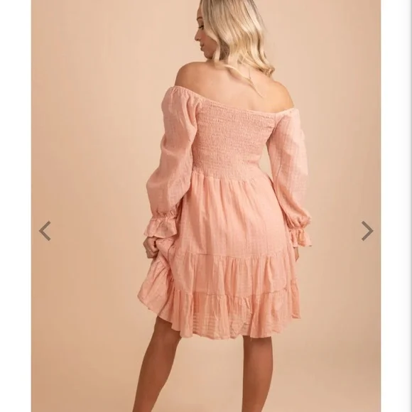 Bella Ella Boutique Peachy Pink Smocked Mini Dress - Picture 5 of 5